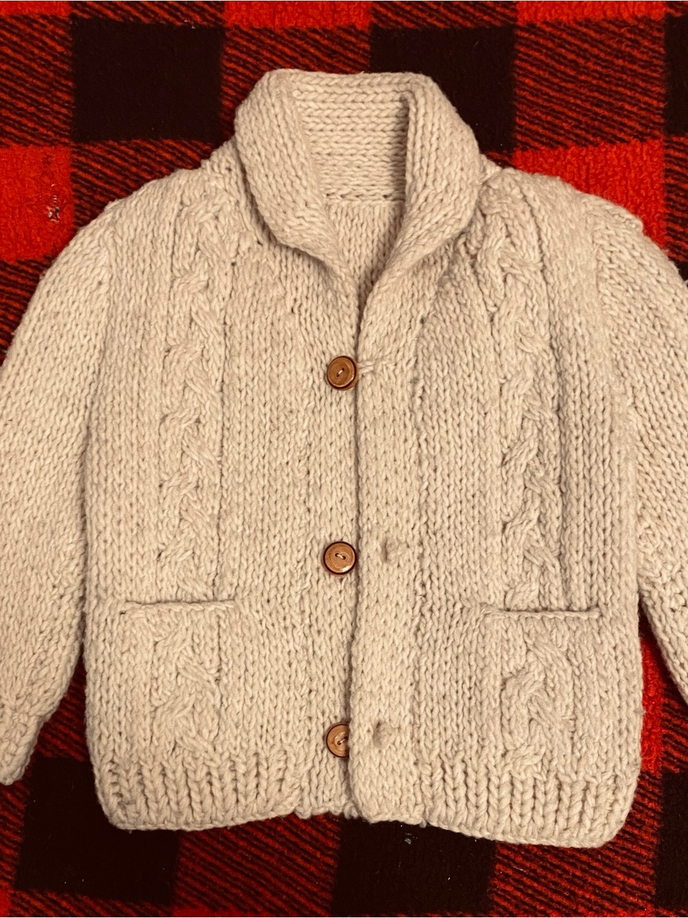 Cozy Cream Cable Knit Kids Cardigan Sweater from Mexico